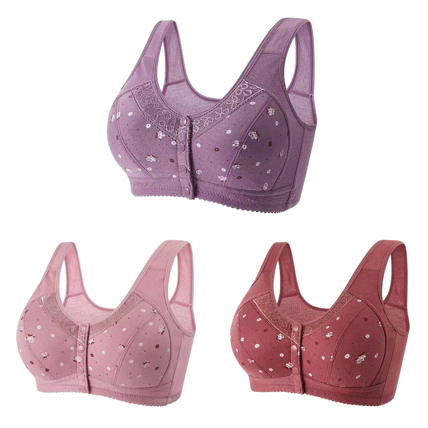 Front Button Bra Front Closure Everyday Sports Bras